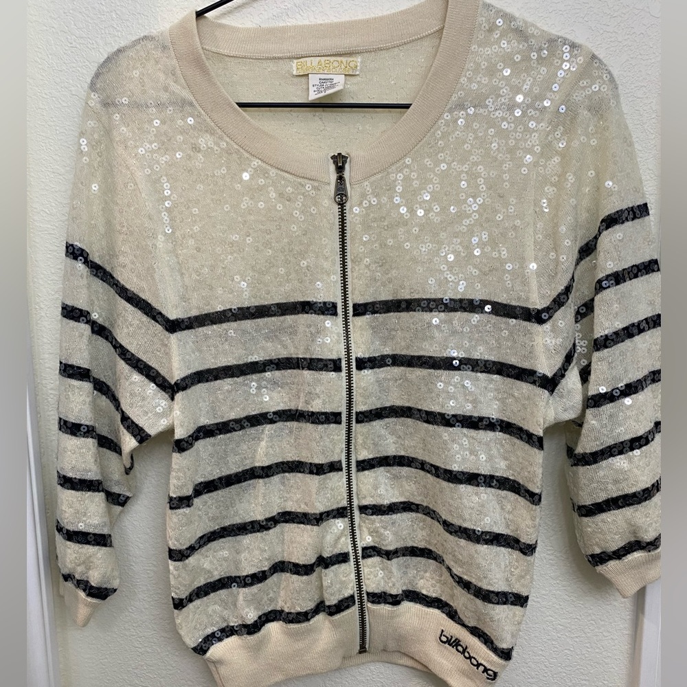 Billabong zip sequin stripe top, small
